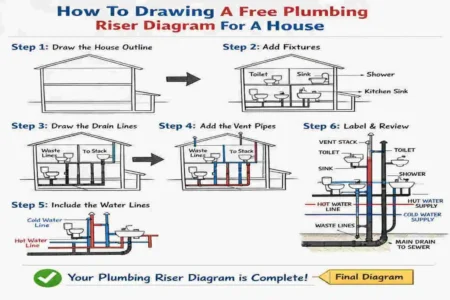 how to draw a house plumbing riser diagram
