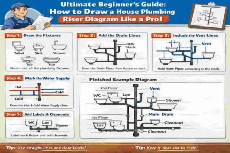 how to draw a house plumbing riser diagram