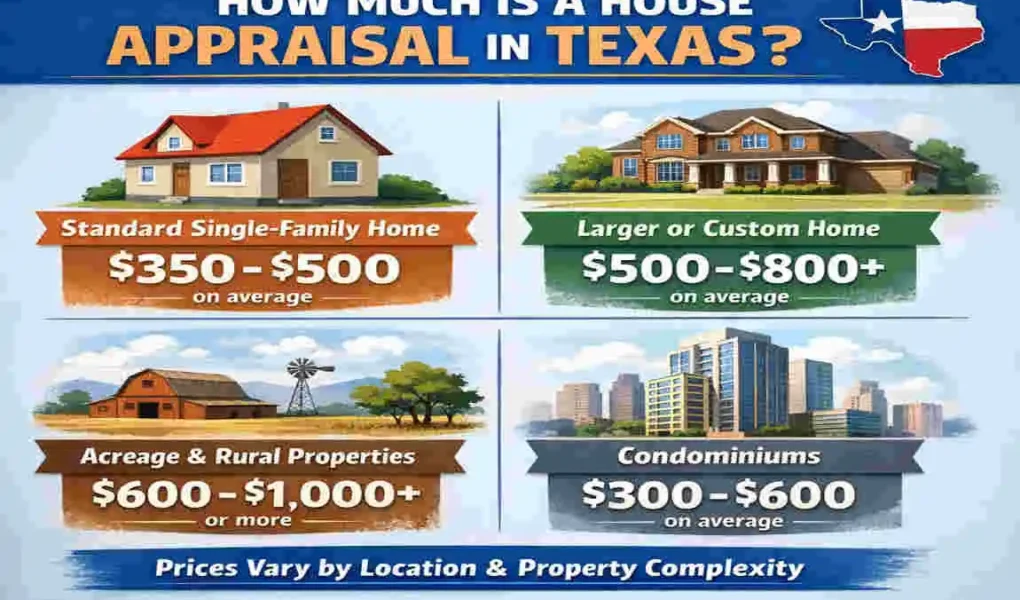 how much is a house appraisal in texas