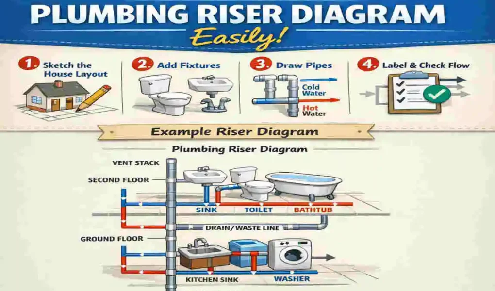 how to draw a house plumbing riser diagram