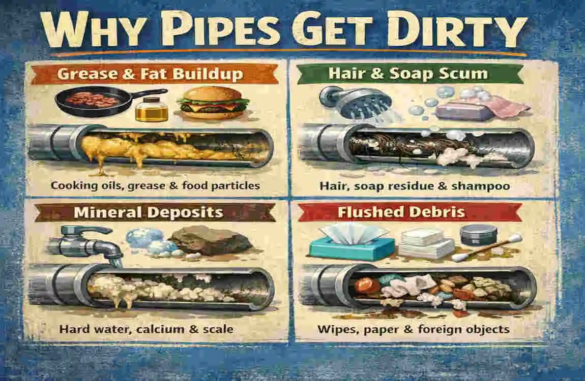 how to clean plumbing pipes at home
