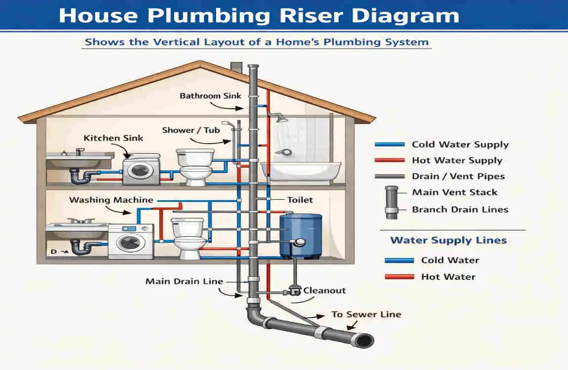 how to draw a house plumbing riser diagram