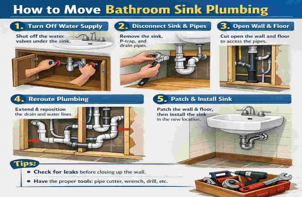 how to move bathroom sink plumbing