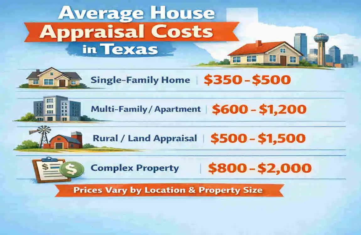 how much is a house appraisal in texas