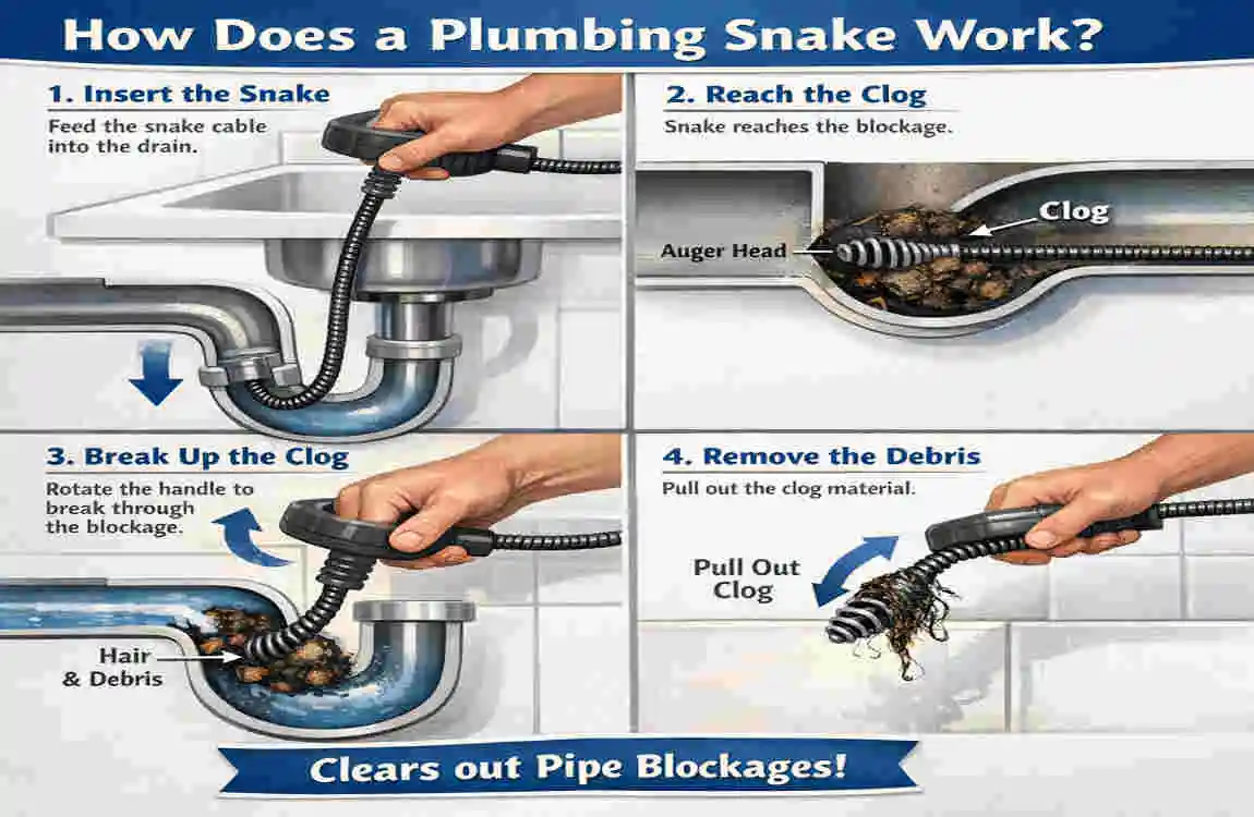 how does plumbing snake work