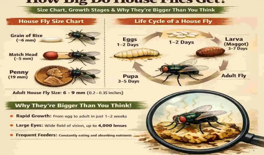 how big do house flies get