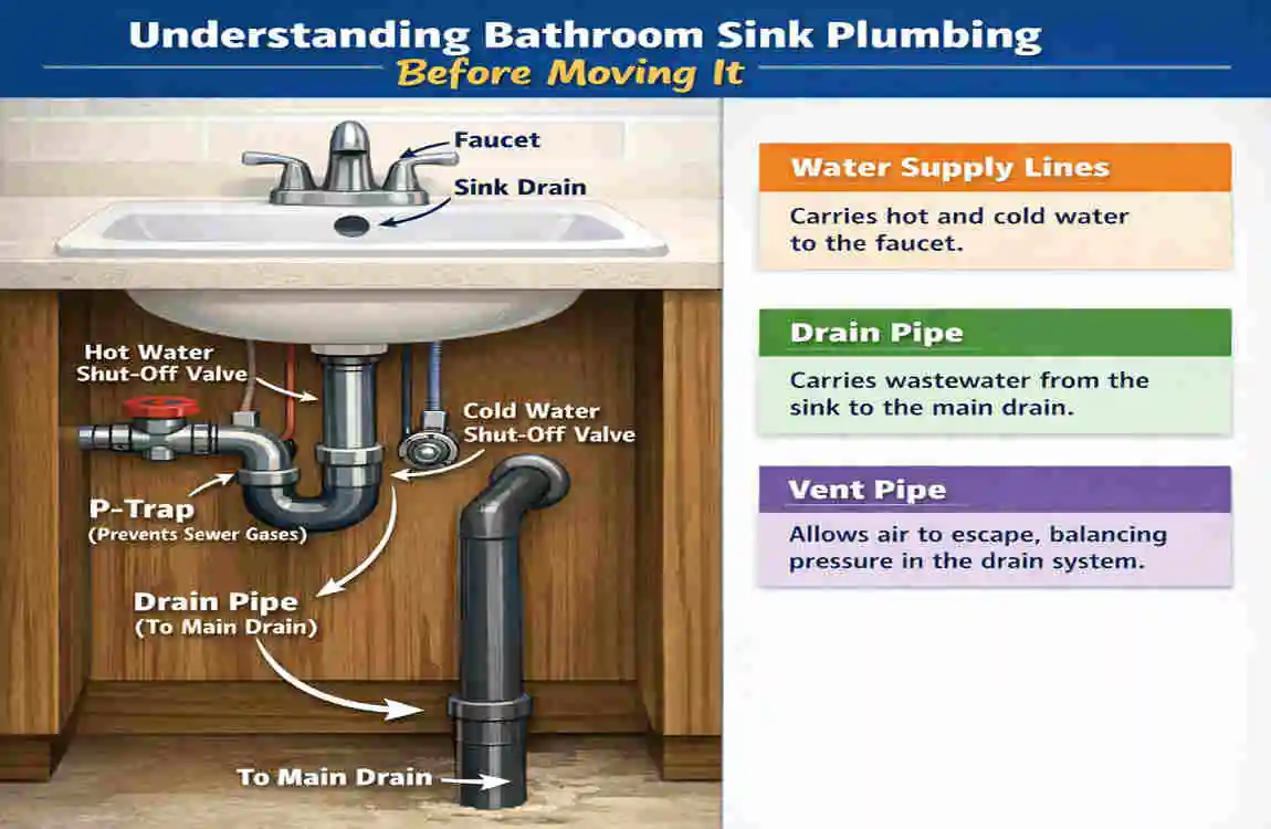 how to move bathroom sink plumbing