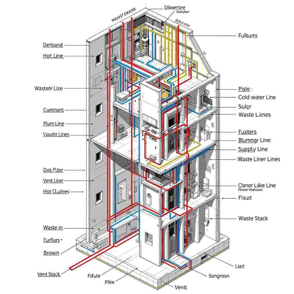how to draw a house plumbing riser diagram