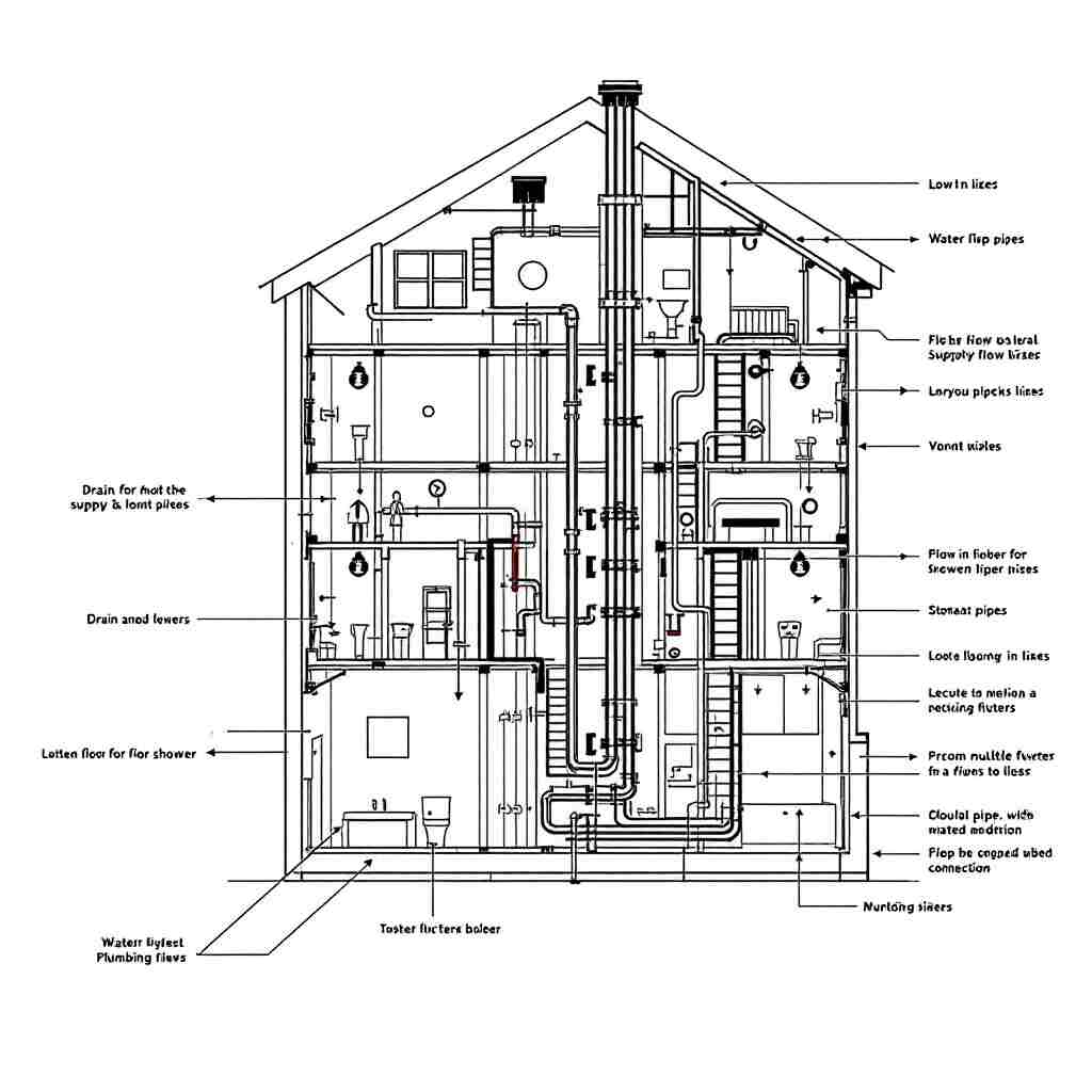 how to draw a house plumbing riser diagram
