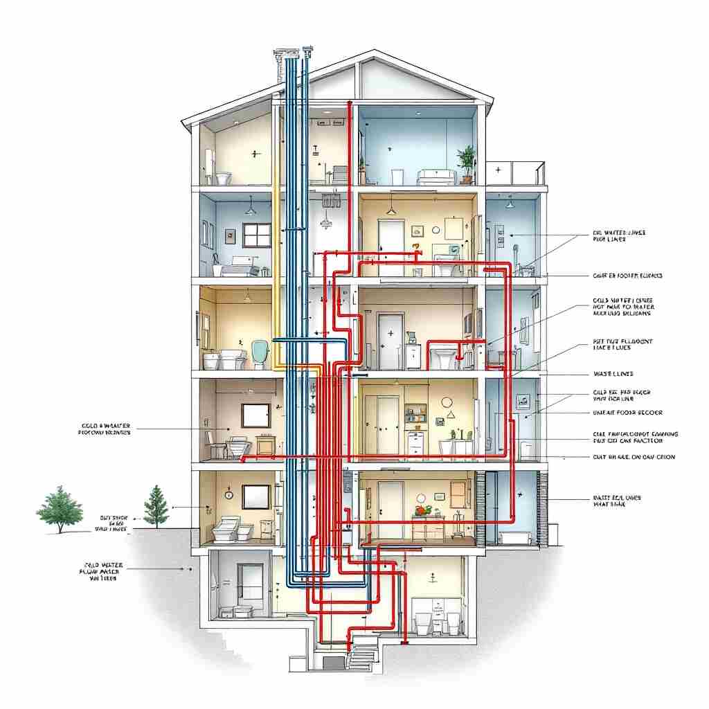 how to draw a house plumbing riser diagram