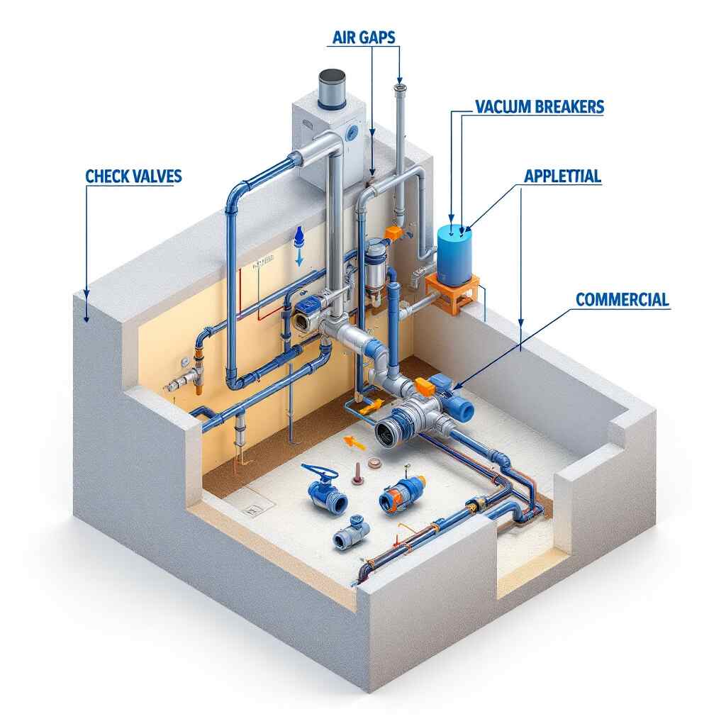 what should be designed into an operations plumbing system to prevent backflow?