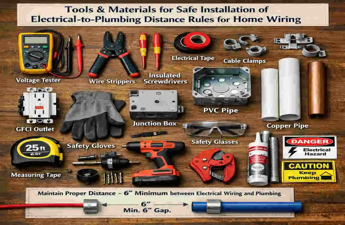 how far does electrical have to be from home plumbing