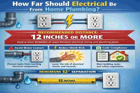 how far does electrical have to be from home plumbing
