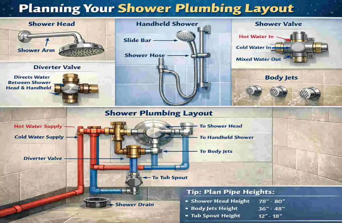 how to install house plumbing for shower