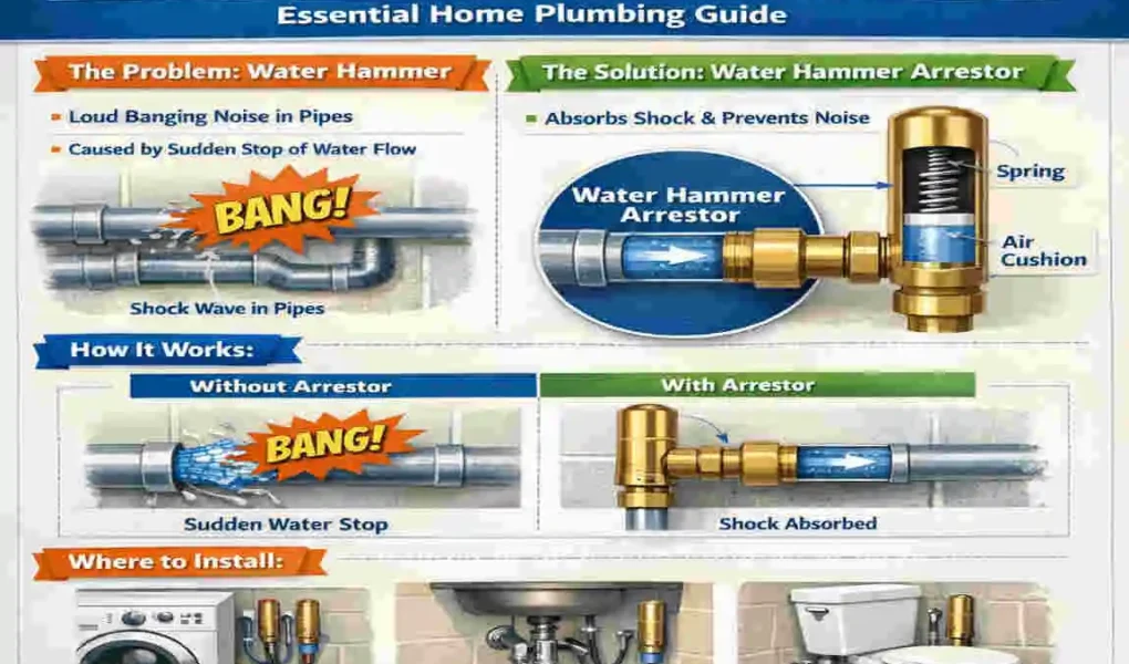 what is a water hammer arrestor in home plumbing