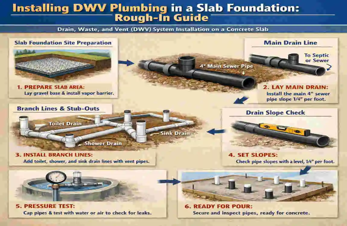 how to rough in home plumbing for slab