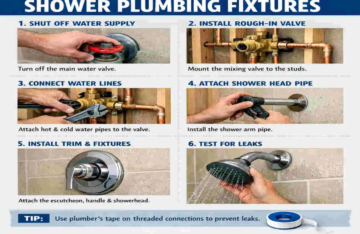 how to install shower home plumbing fixtures