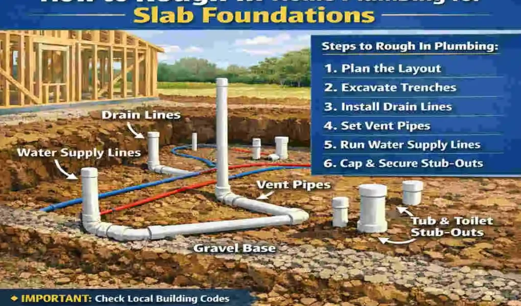 how to rough in home plumbing for slab
