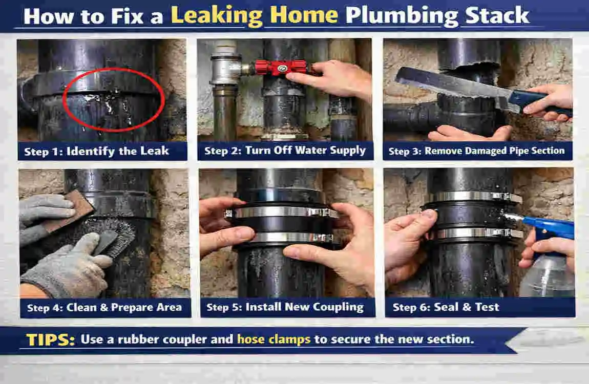 how to fix a leaking home plumbing stack