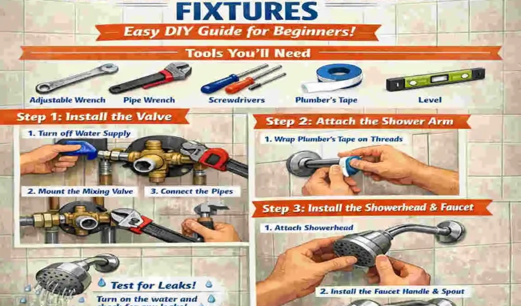 how to install shower home plumbing fixtures