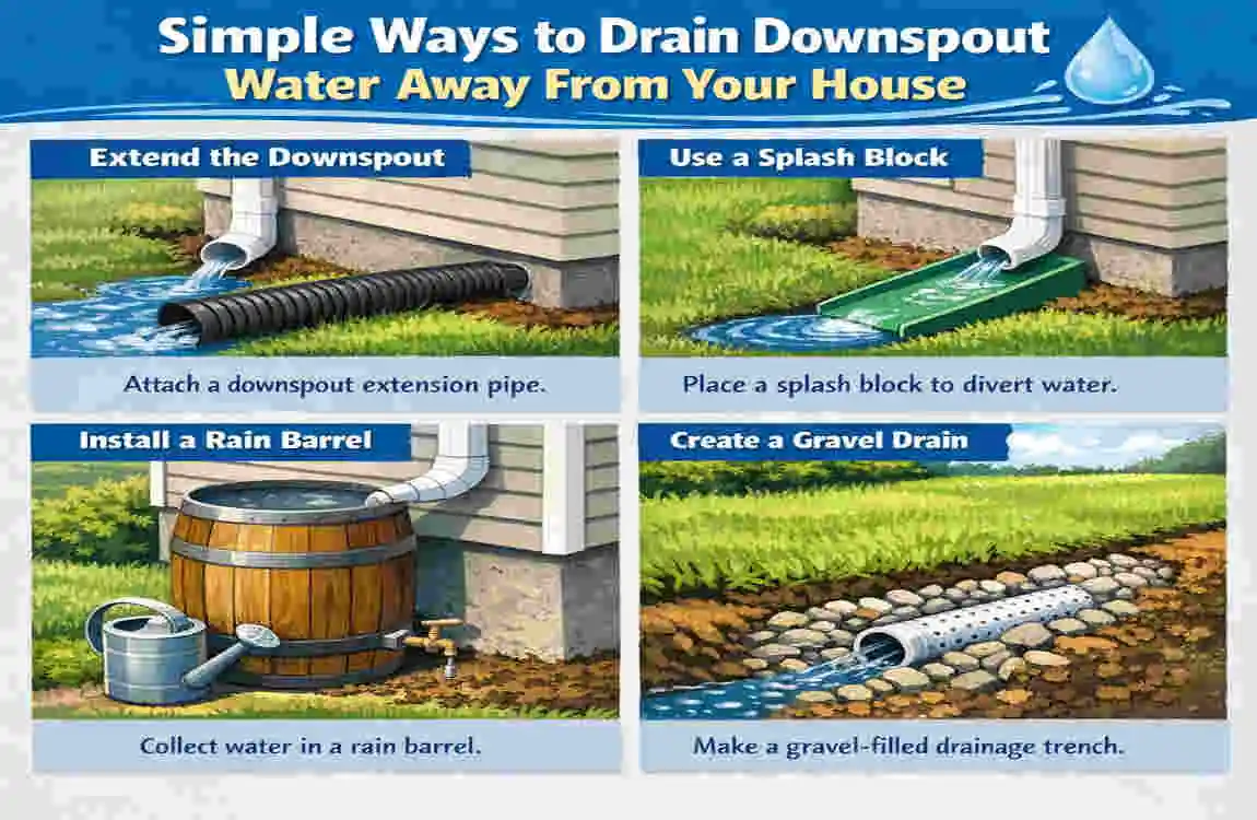 how to drain downspout water away from house