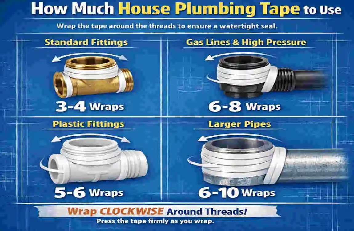 how much house plumbing tape to use