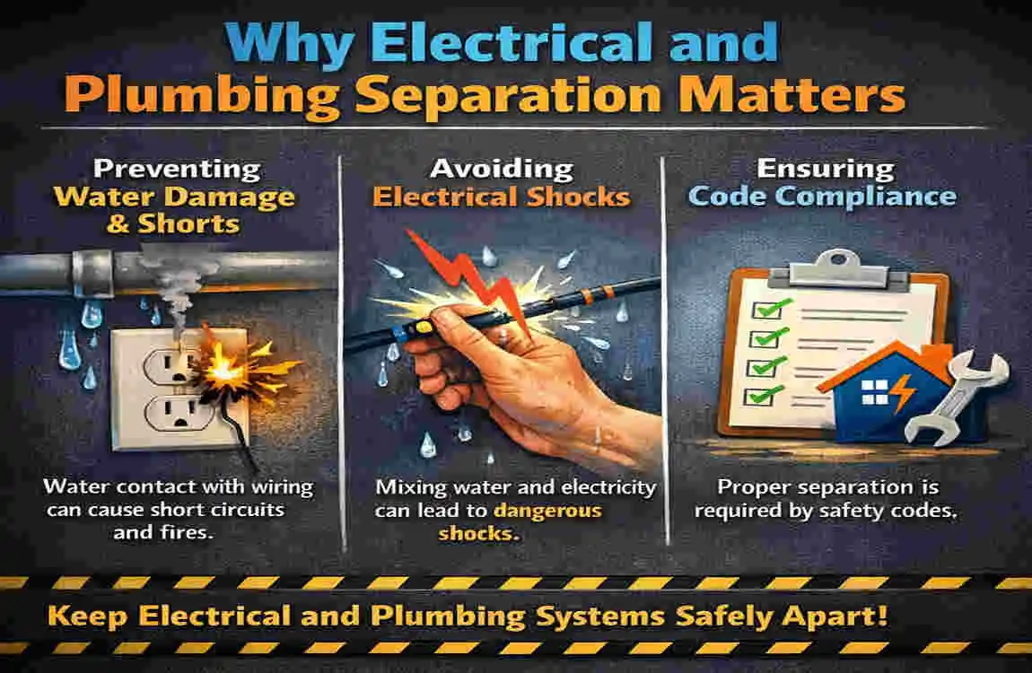 how far does electrical have to be from home plumbing