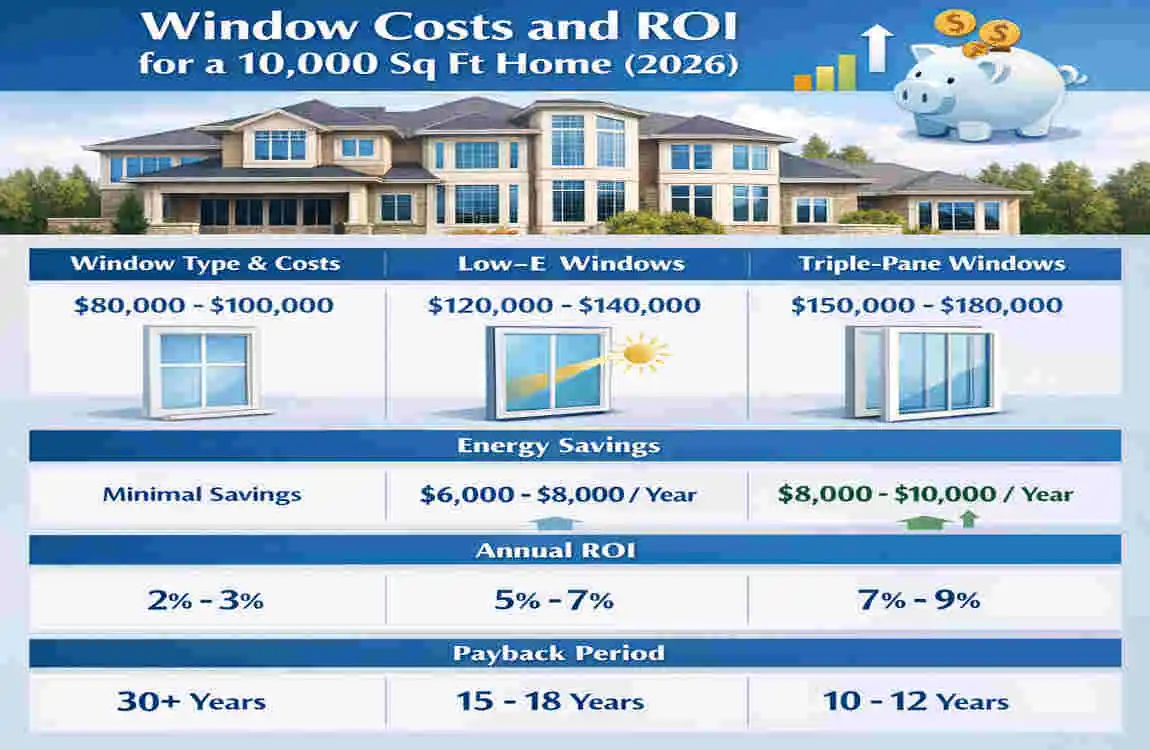 how many windows are in a 10000 square foot house