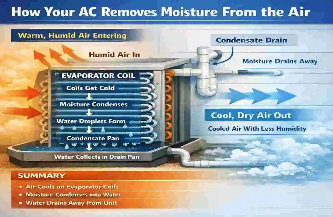 why does my house feel damp with ac on