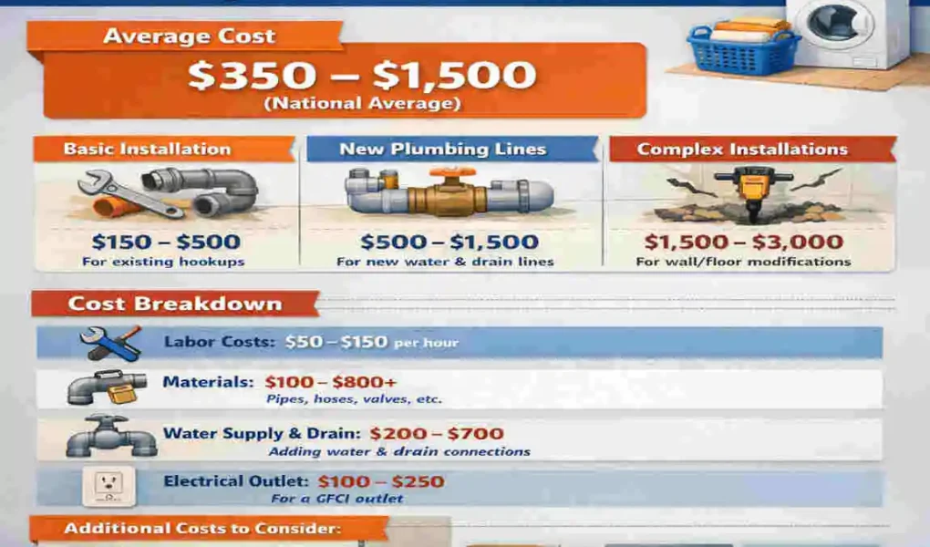 how much does it cost to install plumbing for a home washing machine