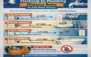 how far does electrical have to be from home plumbing