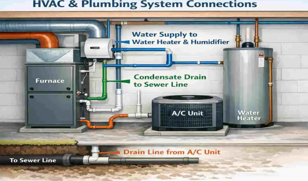 is hvac connected to house plumbing