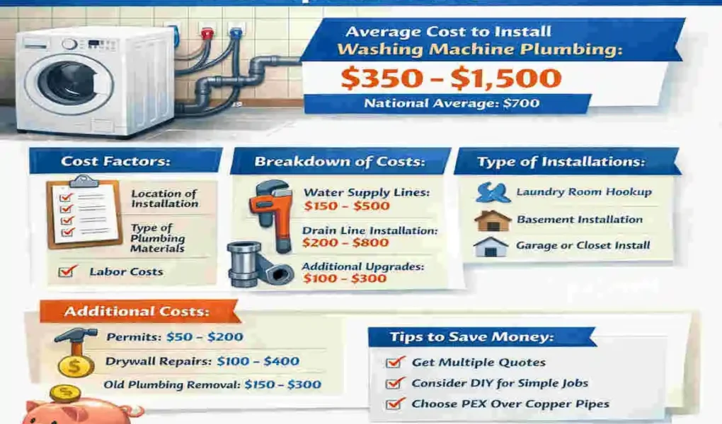 how much does it cost to install plumbing for a home washing machine