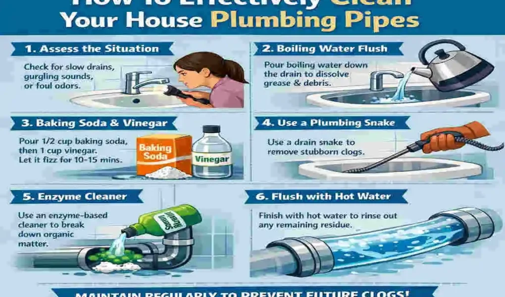 how to clean out house plumbing pipes