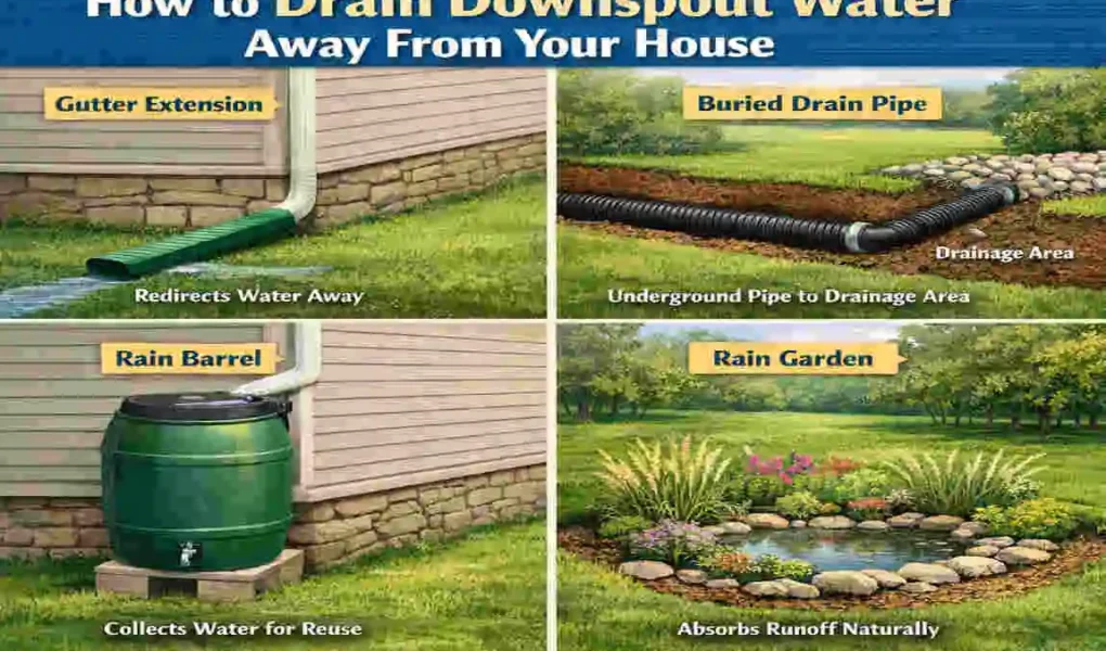 how to drain downspout water away from house