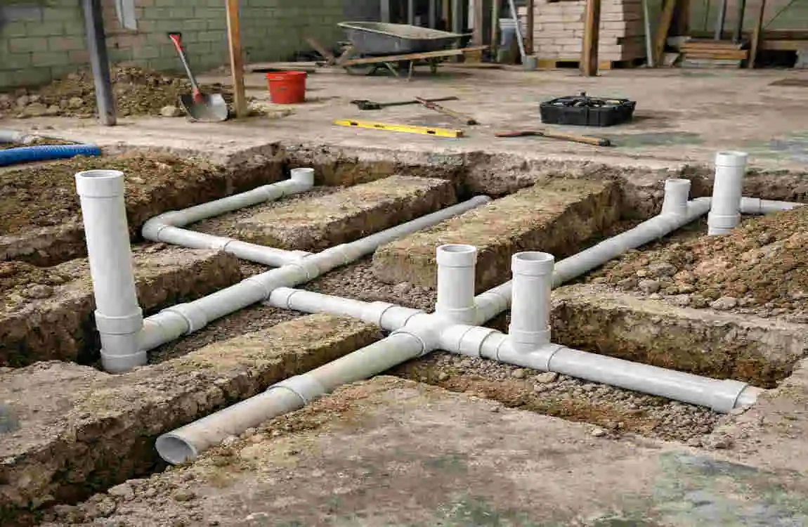 how to rough in home plumbing for slab