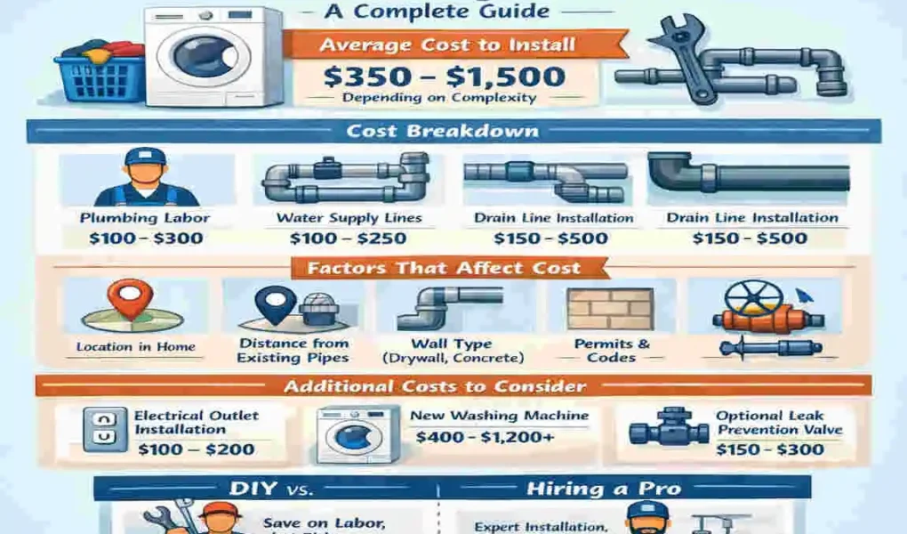 how much does it cost to install plumbing for a home washing machine