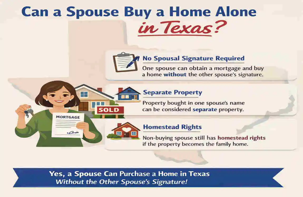can a spouse buy a house without the other in texas