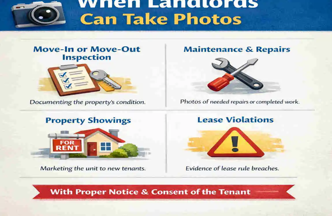 can my landlord take pictures of my house to sell