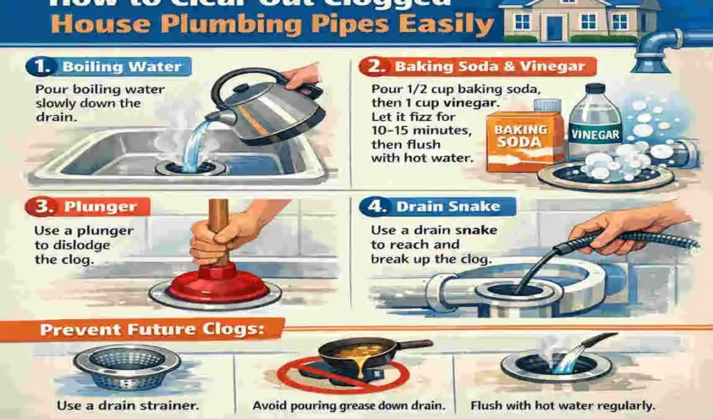 how to clean out house plumbing pipes