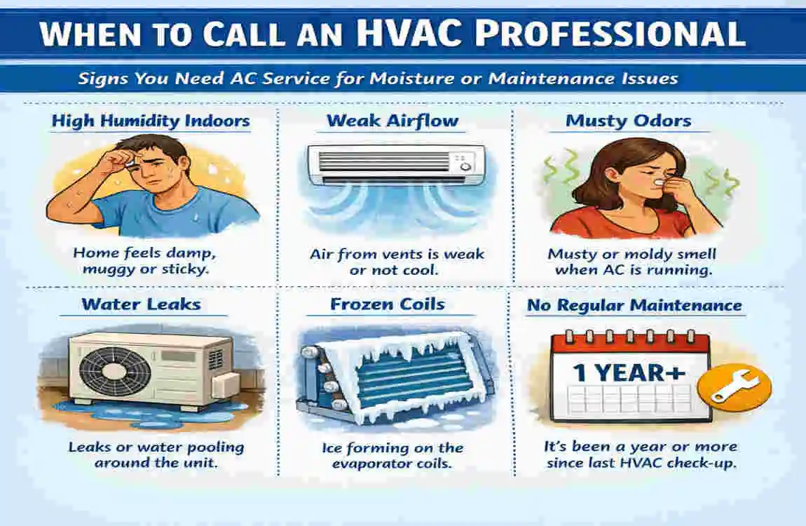 why does my house feel damp with ac on