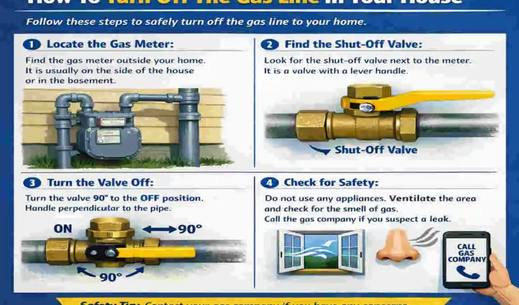 how to turn off gas line in house