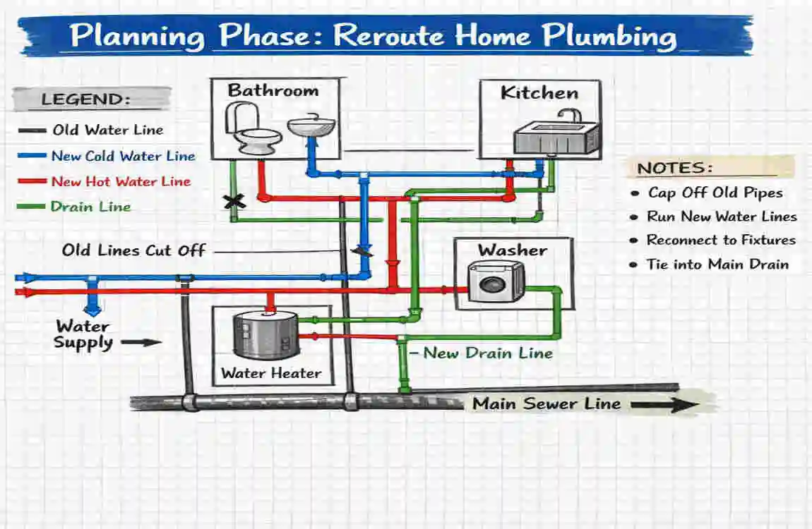 how to reroute home plumbing