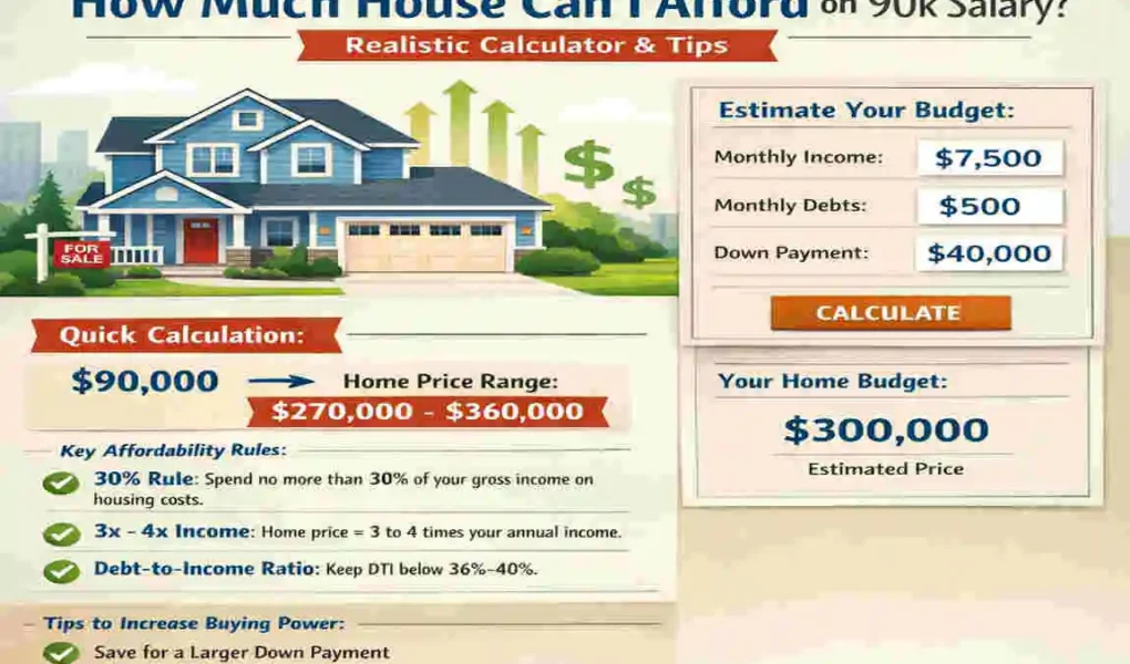 how much house can i afford 90k