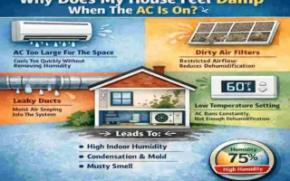 why does my house feel damp with ac on
