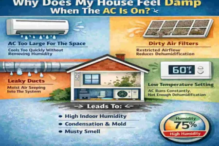 why does my house feel damp with ac on