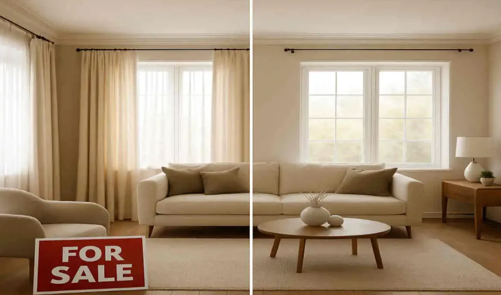 do curtains stay with the house