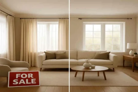 do curtains stay with the house