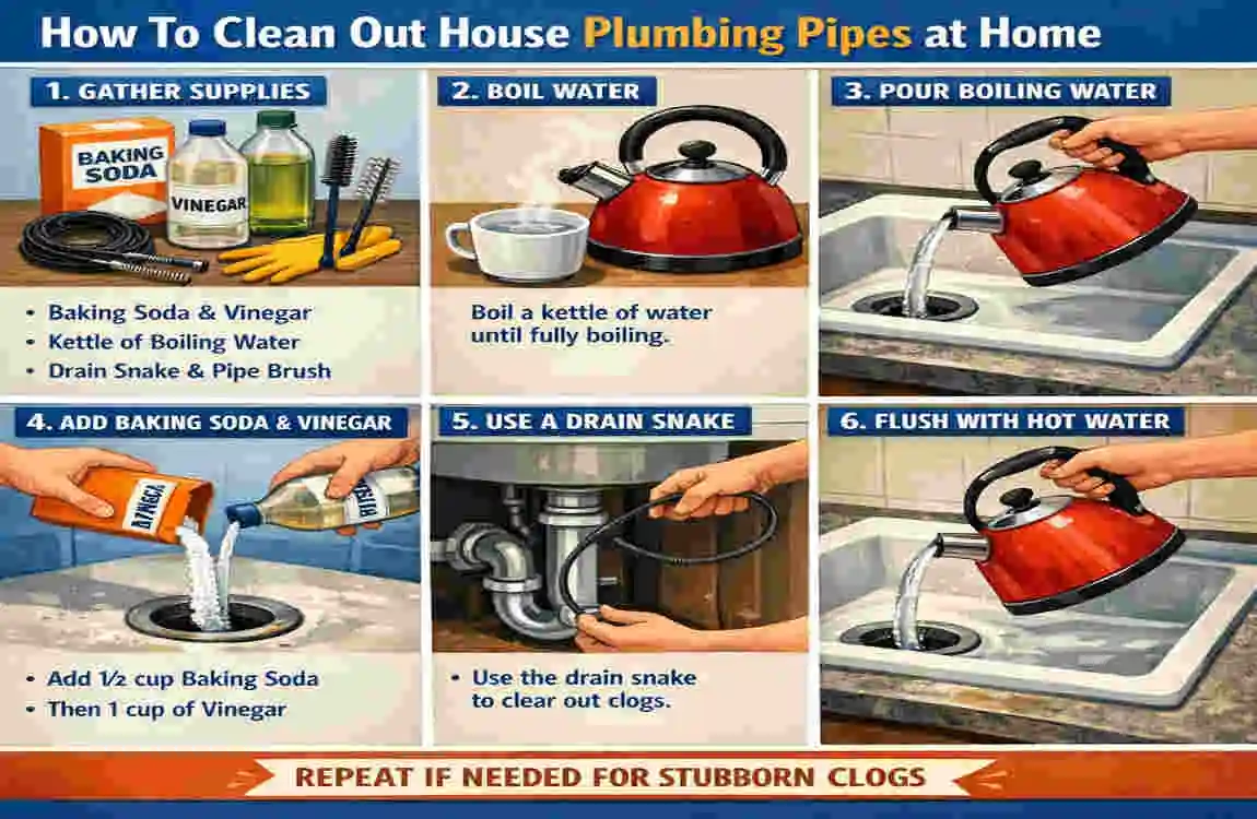 how to clean out house plumbing pipes