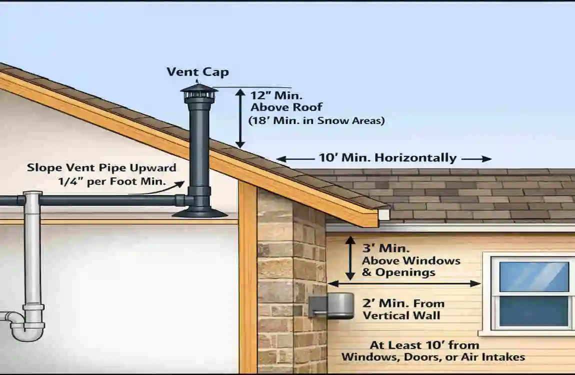 can home plumbing vents terminate horizontally